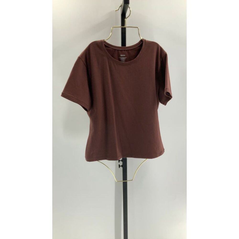 Quince Womens Stretch Cotton Jersey Fitted T-Shirt Cocoa Sleeved Top L